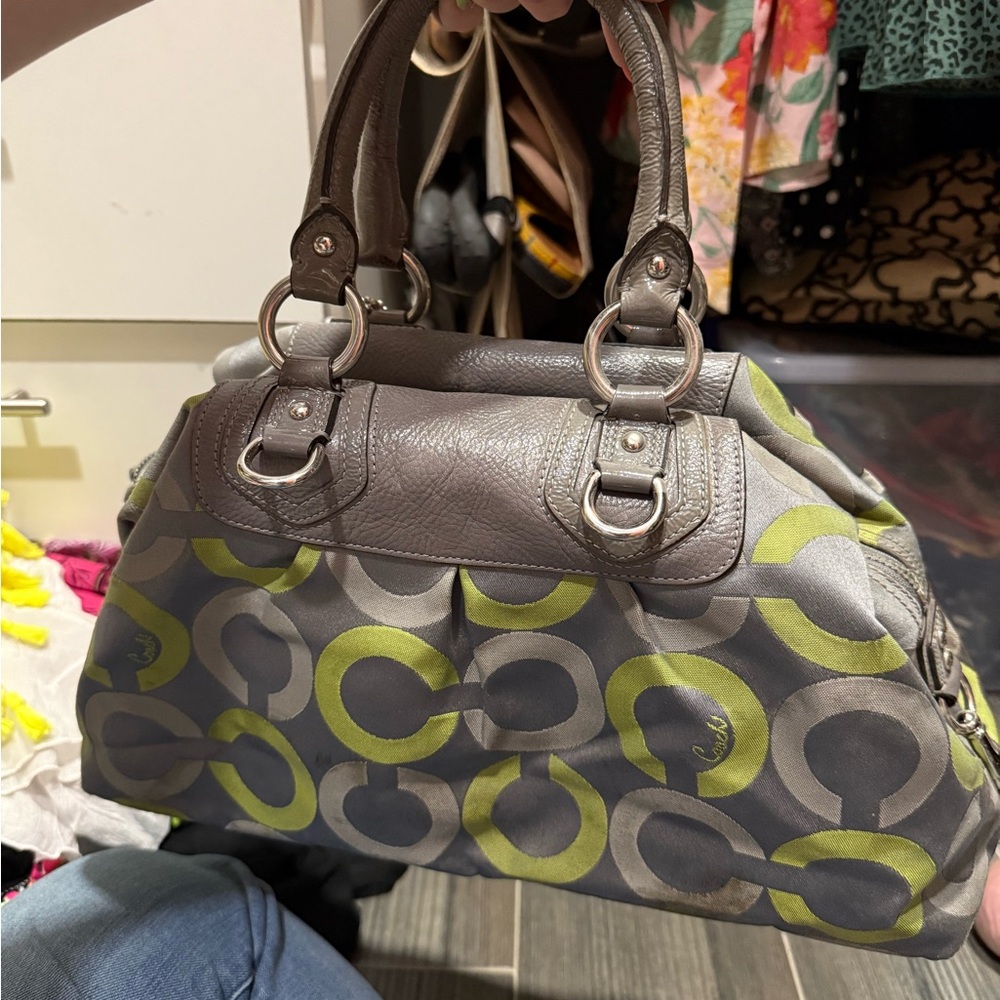 Vintage authentic COACH purse- gray and green